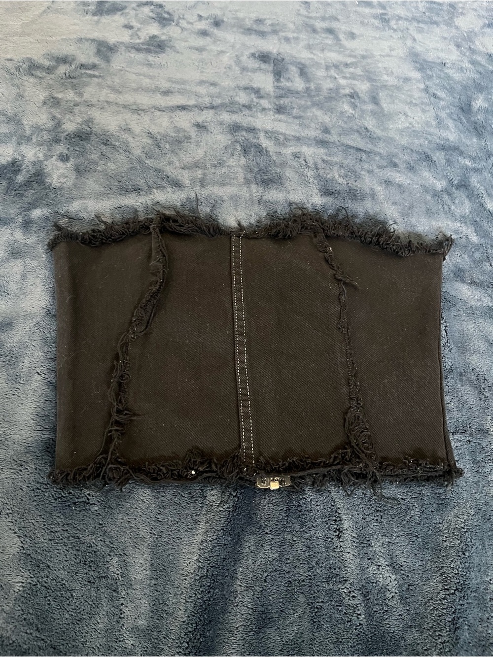 Nasty Gal Black Denim Tube Crop Top